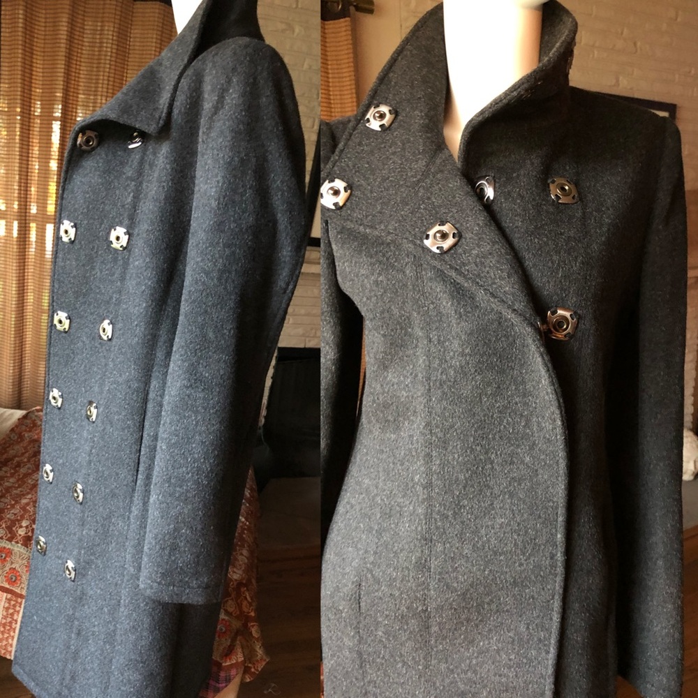 Thomas Wylde is grey cashmere wool snap up coat S - Picture 6 of 8